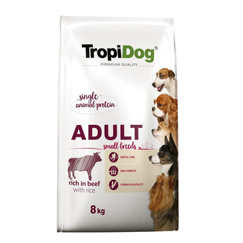 TropiDog Premium Adult S Beef Rice 8 kg